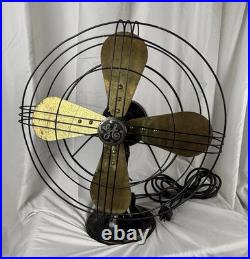 1938 GE 16 Blade 78X233 60 Amp Art Deco Industrial Fan Tested Works Brass Iron
