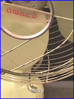 1940s WWII Table Fan Mint Green Amaco Made In Japan 17 Retro Steel World War II