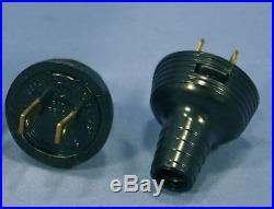2 Pack Round Vintage Antique Style BLACK Electrical Plug for Lamp or Fan Cord