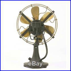 6 Blades Brass Electric Table Oscillating Fan Vintage Antique Style Mini Size