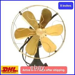 8 Handmade Vintage Antique Oscillating Orbiting Electric Brass Blade Table Fan