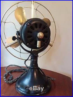 ANTIQUE! 1911 (12) GE General Electric Brass Bladed 3 Speed Fan Working
