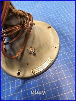 ANTIQUE 1920's-30's GE Oscillating Fan Desk General Electric Brass Tag 4 Blade