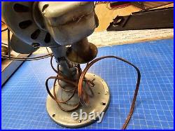 ANTIQUE 1920's-30's GE Oscillating Fan Desk General Electric Brass Tag 4 Blade