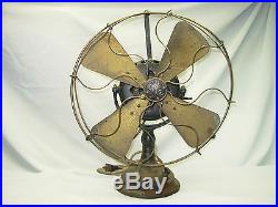 ANTIQUE 5 SPEED GENERAL ELECTRIC PANCAKE FAN With BRASS BLADE CAGE ESTATE FIND
