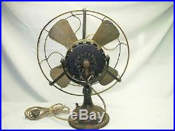 ANTIQUE 5 SPEED GENERAL ELECTRIC PANCAKE FAN With BRASS BLADE CAGE ESTATE FIND