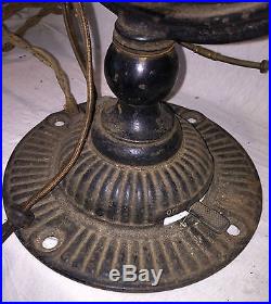 ANTIQUE 6 BLADE EMERSON ELECTRIC PANCAKE FAN FLUTED BASE ROUND TROJAN TAG 5410