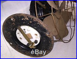 ANTIQUE 6 BLADE EMERSON ELECTRIC PANCAKE FAN FLUTED BASE ROUND TROJAN TAG 5410