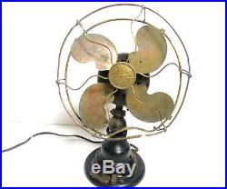 Antique Emerson Electric Brass Fan 4-blade 3-speed No. 819620 Type 24645