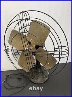 ANTIQUE Early Vtg GENERAL ELECTRIC GE Oscilating 4 Square Blade Fan Works