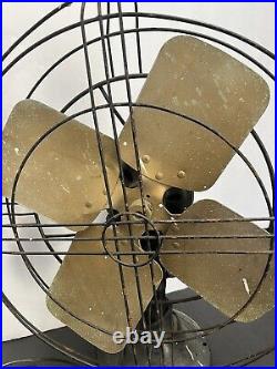 ANTIQUE Early Vtg GENERAL ELECTRIC GE Oscilating 4 Square Blade Fan Works