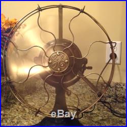 ANTIQUE GENERAL ELECTRIC ALTERNATING CURRENT BMY GE FAN 12 BRASS BLADES & CAGE