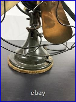 ANTIQUE GE 12 OSCILLATING BRASS 4 BLADE FAN RESTORED Circa EARLY 1900'S