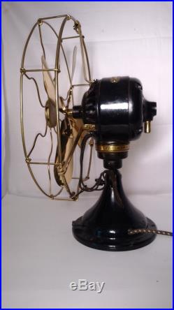 ANTIQUE GE alternating current BRASS BLADE ELECTRIC TABLE FAN 935498