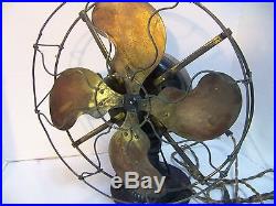 ANTIQUE RARE EMERSON BRASS BLADES TYPE 1510 ribbed base FAN WORKS! # 114672