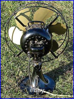 Antique Restored Emerson Model 27266 Brass Parker Blade Electric Table Fan