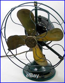 Antique Restored Ge General Electric Type Aou Brass Blade Electric Table Fan