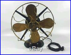 ANTIQUE VINTAGE 12 INCH WESTINGHOUSE BRASS BLADE & BRASS CAGE FAN DATE 1914