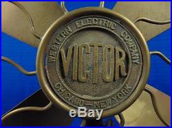 ANTIQUE VINTAGE 1906 WESTERN ELECTRIC VICTOR BRASS BLADE & CAGE 3 SPEED FAN RUNS
