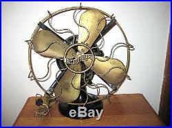 ANTIQUE WESTINGHOUSE BRASS CAGE & BLADE ELECTRIC FAN