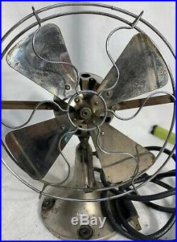 ANTIQUE WORKING NICKEL / CHROME PLATE 10 FITZGERALD STAR RITE FAN Style 1200