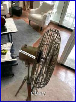 Adjustable Retro Design with Brass Brown Finish Elegant Summer Floor Fan Gift