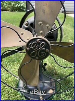 Antique 12 1921 General Electric Form W1 Cat 75423 3 Speed Desk Fan Brass Blade
