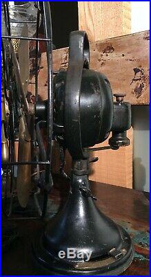Antique 12 Brass 4 blade GE Electric 1920's Bell Oscillator Fan