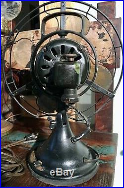 Antique 12 Brass 4 blade GE Electric 1920's Bell Oscillator Fan