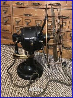 Antique 12 Brass Blade Westinghouse Double Lever Oscillator Fan Brass Fan