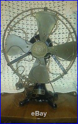 Antique 12 Eck Hurricane Brass Blade Fan and Cage