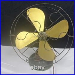 Antique 12 Electric Fan GE General Electric AO Black Base Brass Blades Untested Antique 12 Electric Fan GE General Electric AO Black Base Brass Blades Untested
