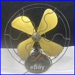 Antique 12 Electric Fan GE General Electric AO Black Base Brass Blades Untested