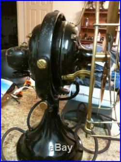 Antique 12 GE oscillating fan, brass blades/cage, 1901