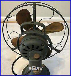 Antique 12 General Electric 1920s GE Oscillating Brass Blade Fan AOU Form AD