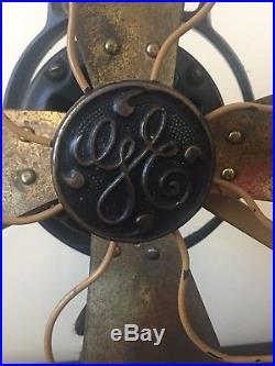 Antique 12 General Electric Fan Brass 3-Speed Oscillating Portable Fan Works