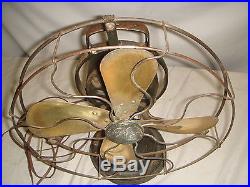 Antique 12 In Blade GE General Electric Brass Blade Fan Type AOO