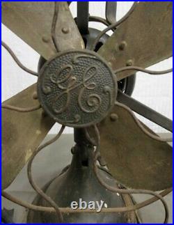 Antique 12 Oscillating Brass blade GE loop handle fan AOU 4 Blades WORKS