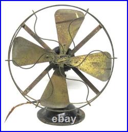 Antique 12 Racine Electric Company AC / DC Electric Fan Eagle Tag See Video