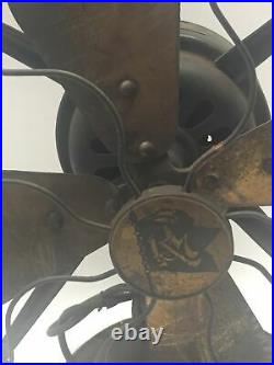 Antique 12 Robbins & Myers Brass Blade Fan No. 2203 R&M For Parts or Restore
