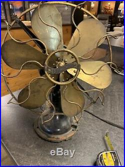 Antique 12 Six Brass Blade Westinghouse Multi Speed Oscillating Fan Circa 1919