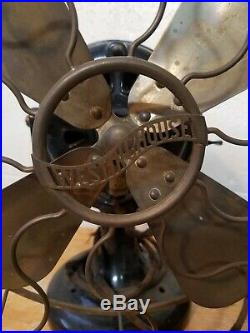 Antique 12 in. Westinghouse Brass 4 Blade Wavy Cage Fan