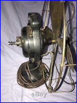 Antique 16 General Electric Pancake Pat 1901 Brass Blade brass cage Fan WORKS