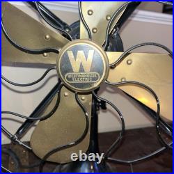 Antique 16 Westinghouse 4 Brass Blade 3 Speed Oscillating Fan Works 516873-A
