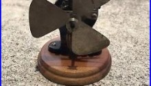 Antique 1800s 1900s Bipolar Electric Motor Fan Toy Wood Base