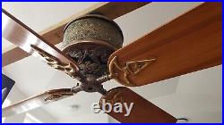 Antique 1889 Diehl Mfg Co ceiling fan, 55V DC, ornate and extremely rare