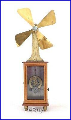 Antique 1890's Zephyr Tall Clockwork Brass Fan Paris Non-Electric