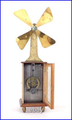 Antique 1890's Zephyr Tall Clockwork Fan Paris Clock work Wind-up