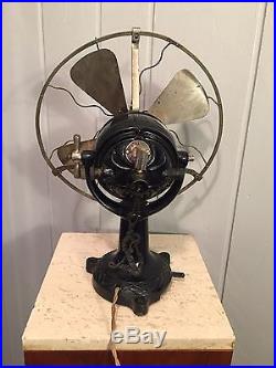Antique 1900 Italian Maffettini ornate 10 brass blades brass cage electric fan