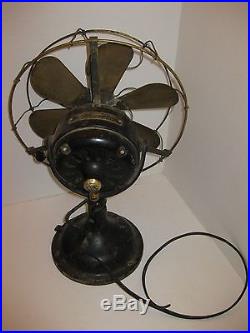 Antique 1901 General Electric GE 3 SPEED Motor Brass 12 SIX Bladed Fan, AS IS